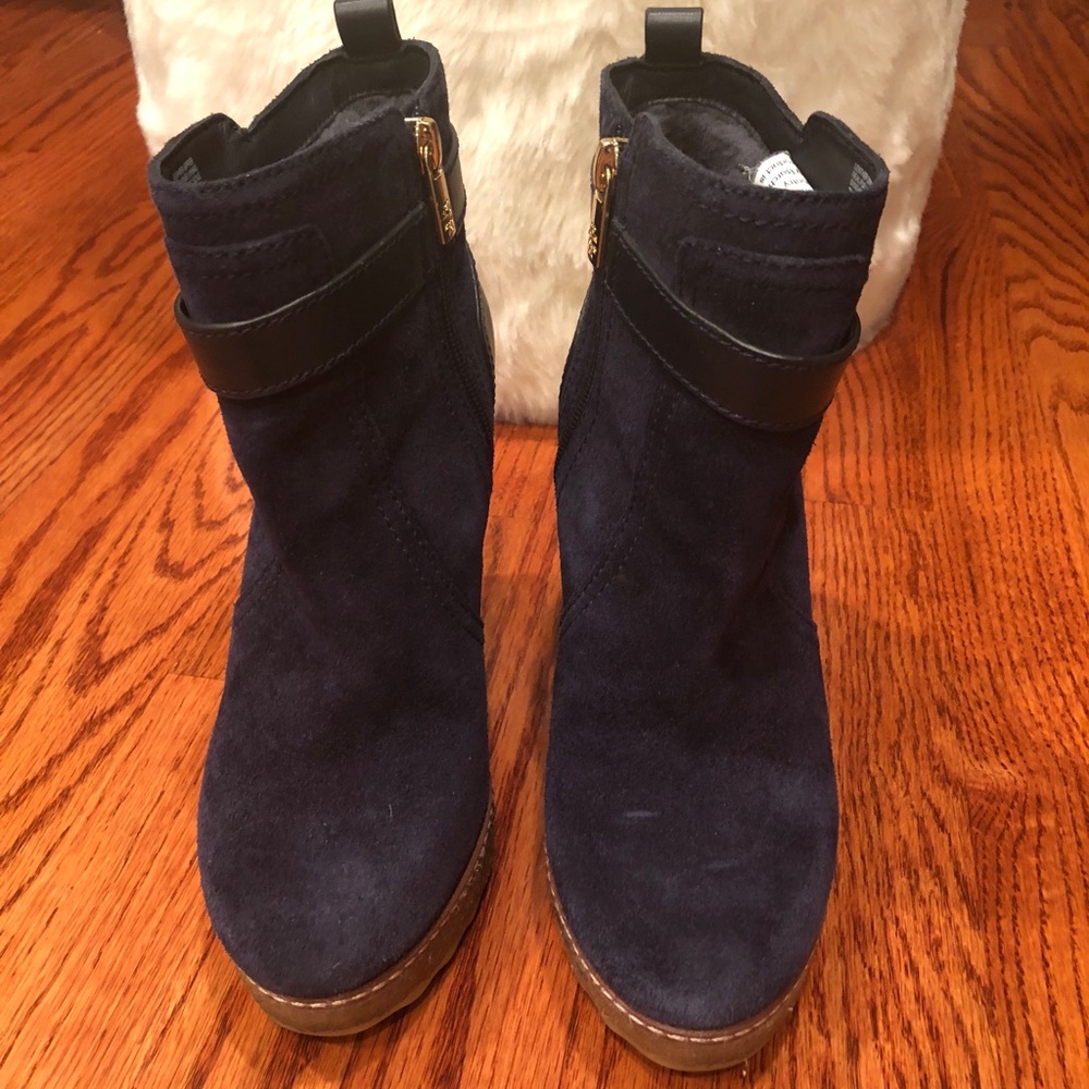 Tory Burch Suede Blue Wedge Boots size 7 - Picture 3 of 8